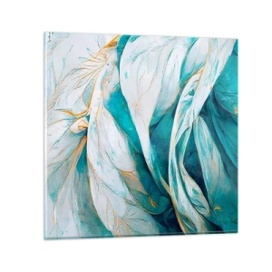 Glass picture - Blue Abstract with a Golden Motif - 70x70 cm