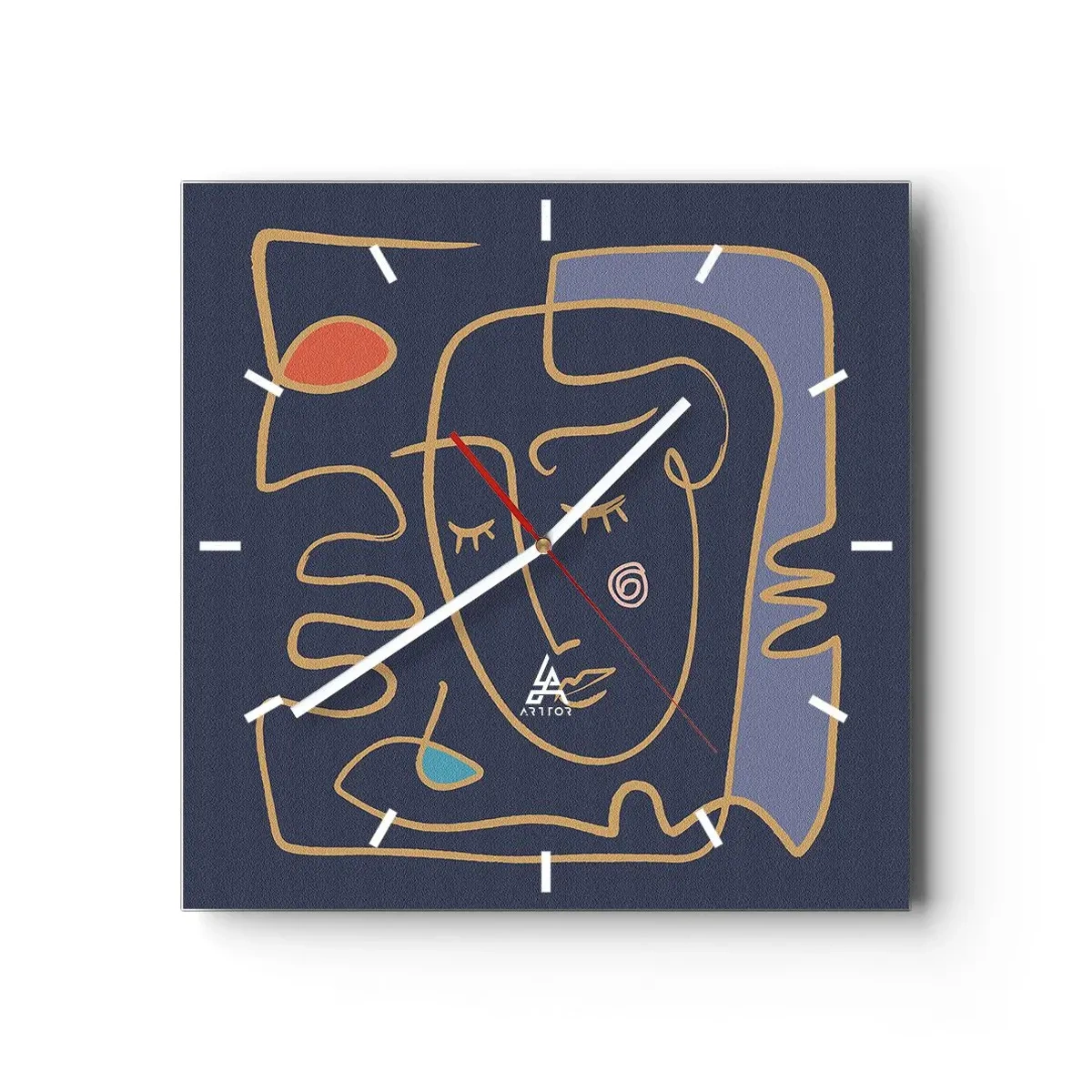 Wall clock - Clock on glass - Deeply In Thoughts - 30x30 cm