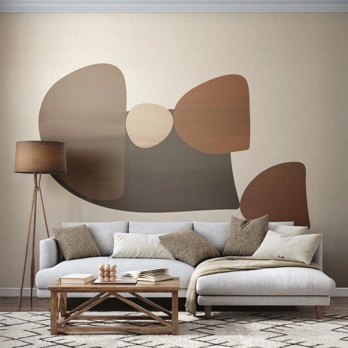 Photo Wallpaper Premium Sand - Composition in Brown - Abstraction, Piece, Modern Art - 150x105 cm