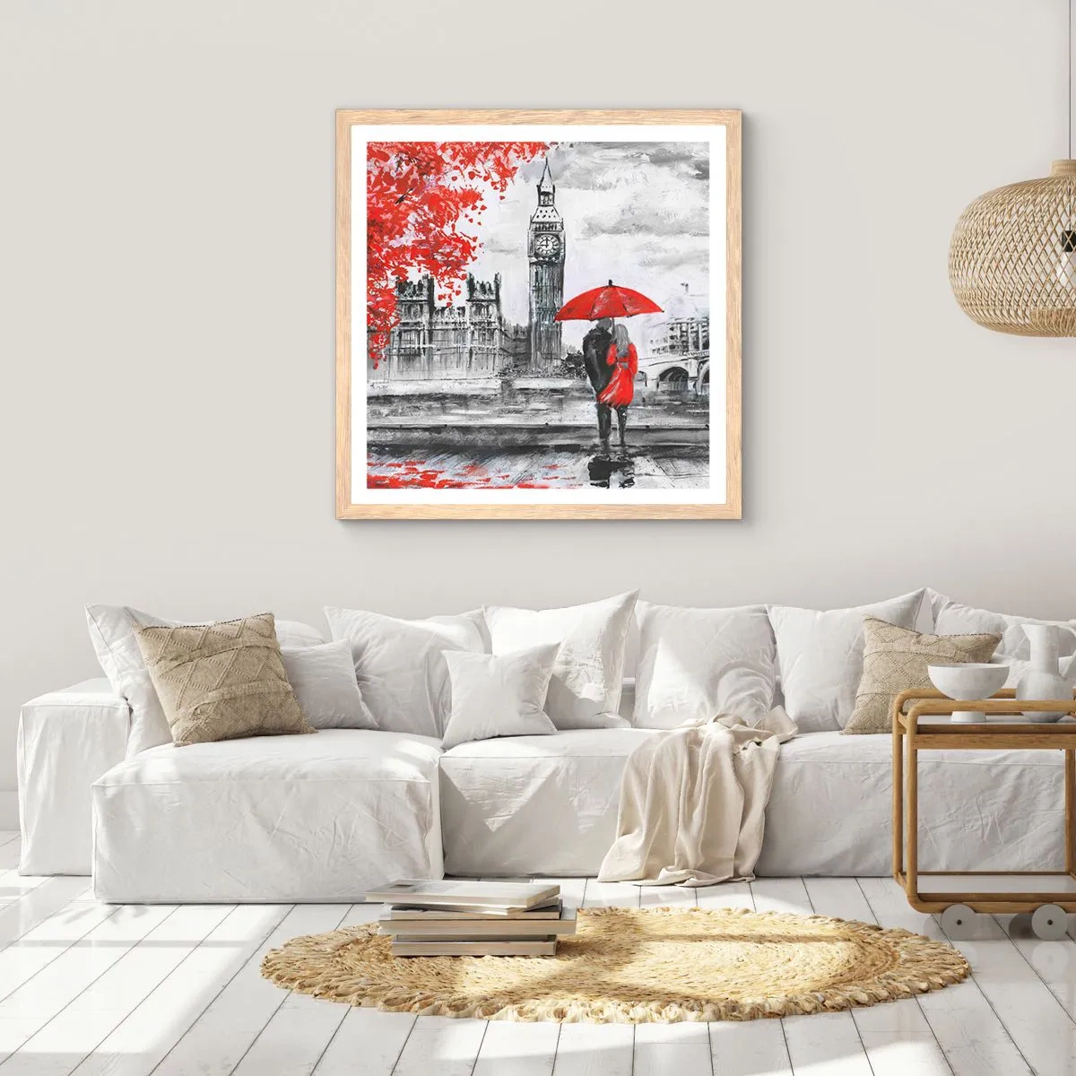 Poster in light oak frame - In Love with London - 30x30 cm