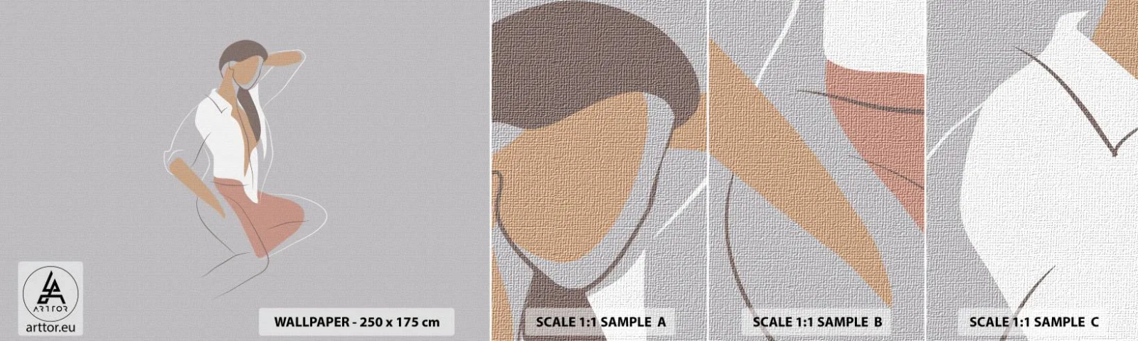 Photo Wallpaper Sample Standard Eco - Outline of Charm - Woman, Graphics, Model - 100x30 cm