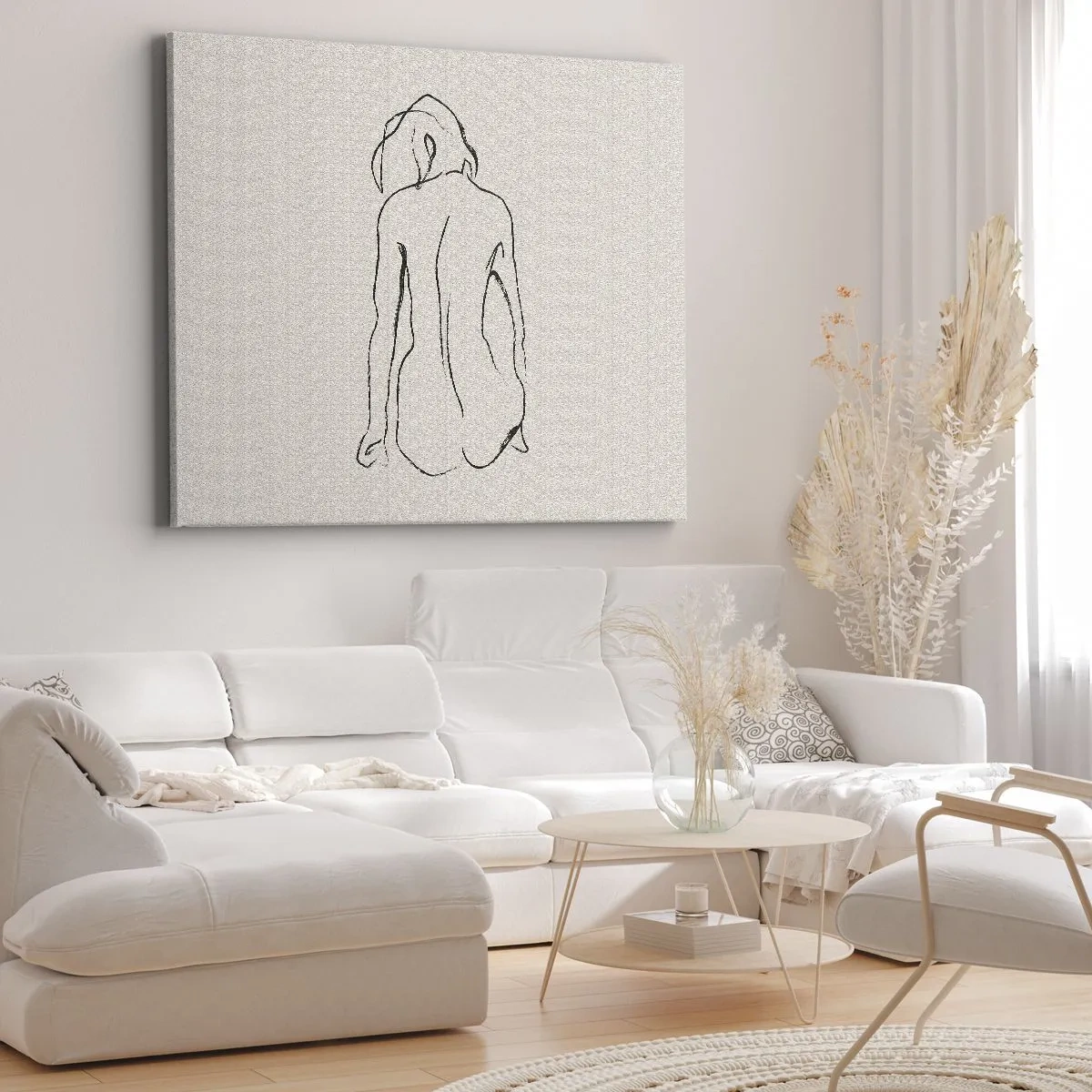 Canvas picture - A subtle sketch of a girl's silhouette from the back - 70x50cm - Woman Nude - Modern wall decoration for the living room and bedroom ARTTOR