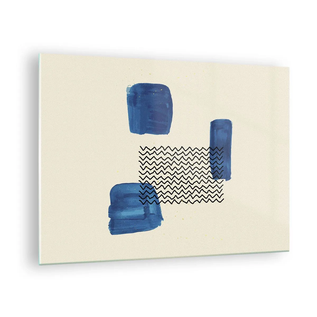 Glass picture - Modern abstraction with blue accents - 70x50cm - Abstract Quartet - Modern wall decoration for the living room and bedroom ARTTOR