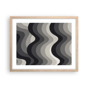 Poster in light oak frame - Wave after Wave - 50x40 cm