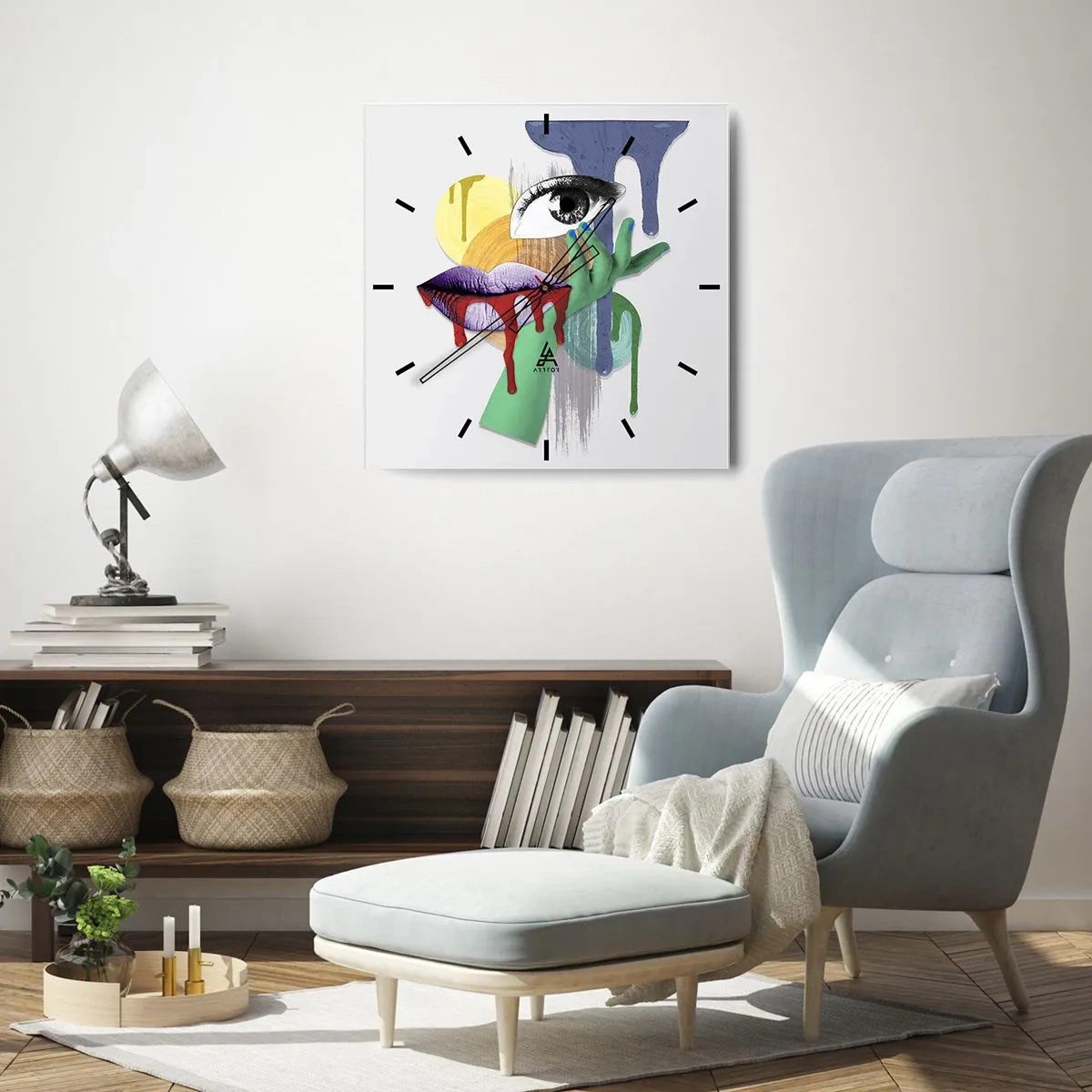 Wall clock - Clock on glass - Deconstructed Portrait - 30x30 cm