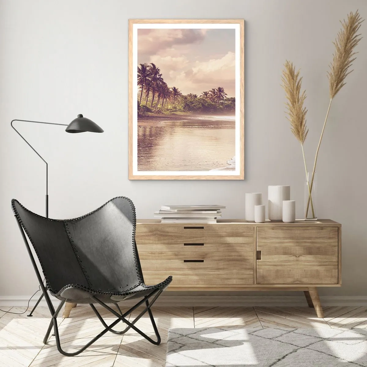 Poster in light oak frame - Caress of the Waves - 50x70 cm