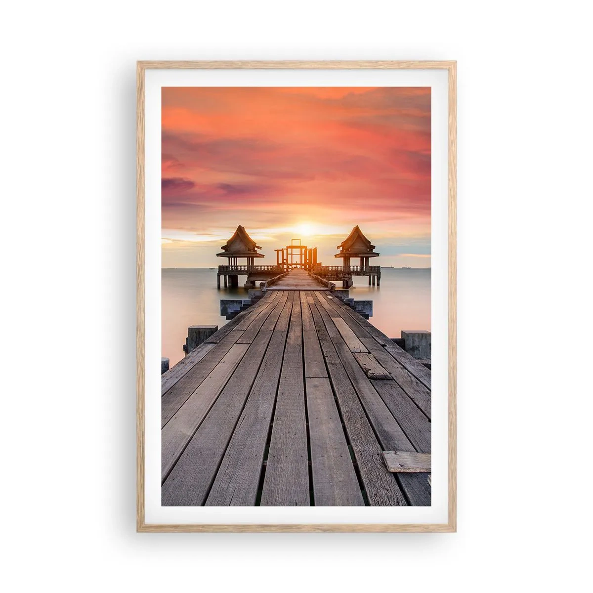 Poster in light oak frame - Sunset on the East - 61x91 cm