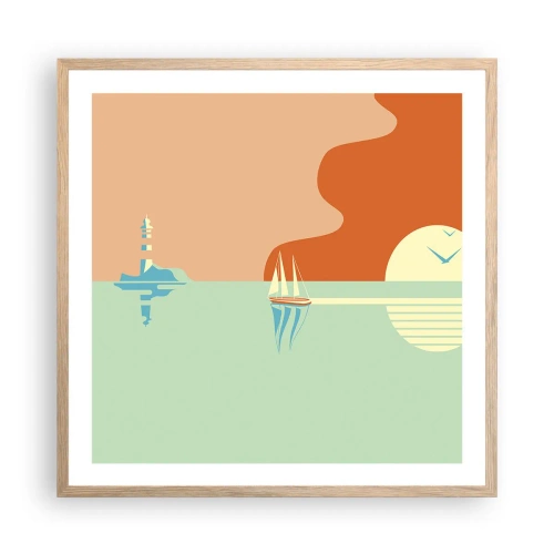 Poster in light oak frame - Ideal Sea Landscape - 60x60 cm