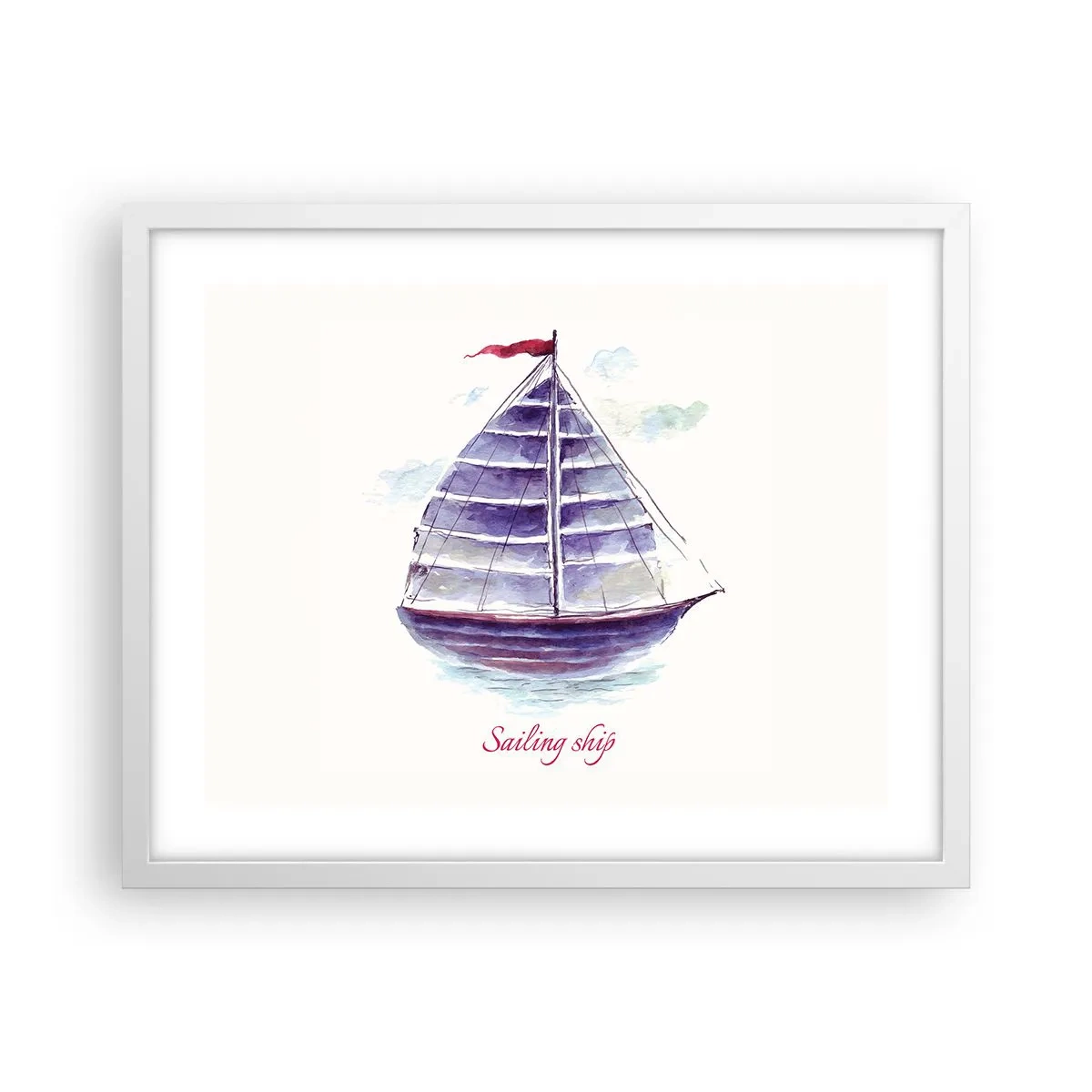 Poster in white frmae - Full Sails And Calm Waters - 50x40 cm