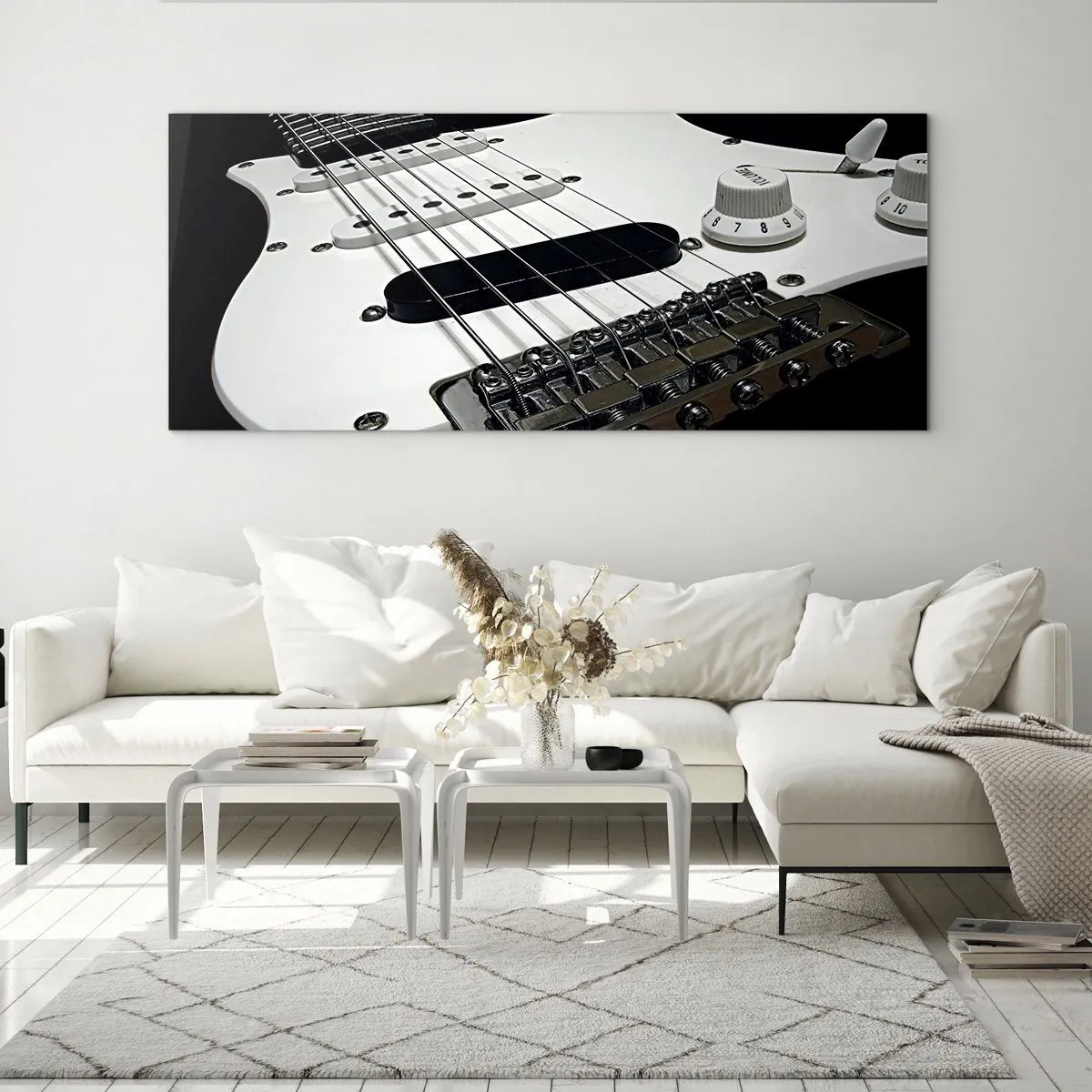 Glass picture - Sound Hidden in White - 140x50 cm