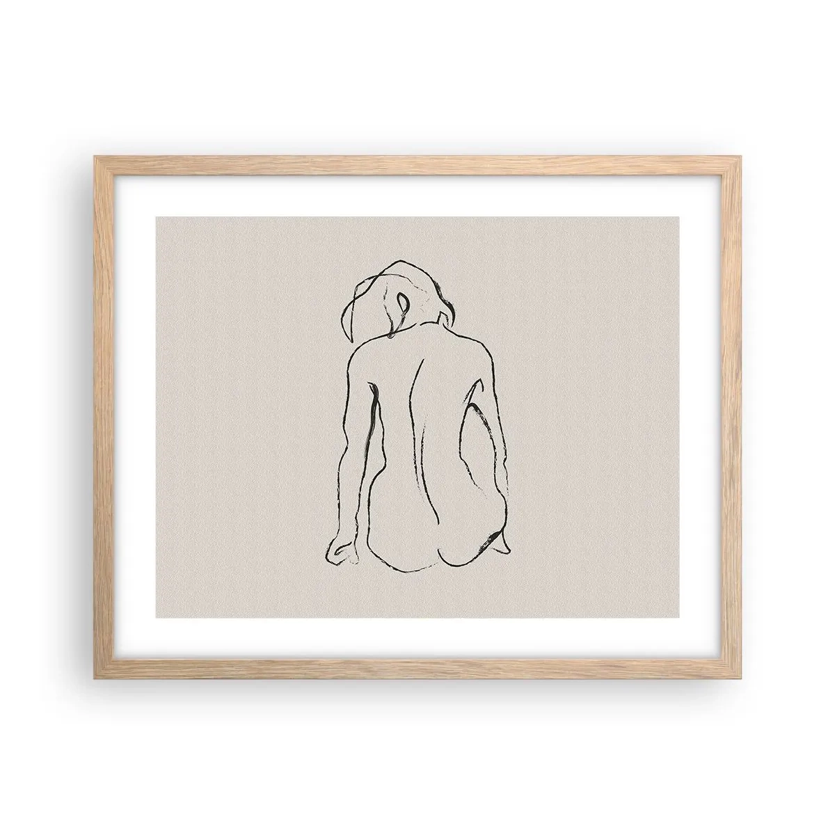 Poster in light oak frame - Woman Nude - 50x40 cm