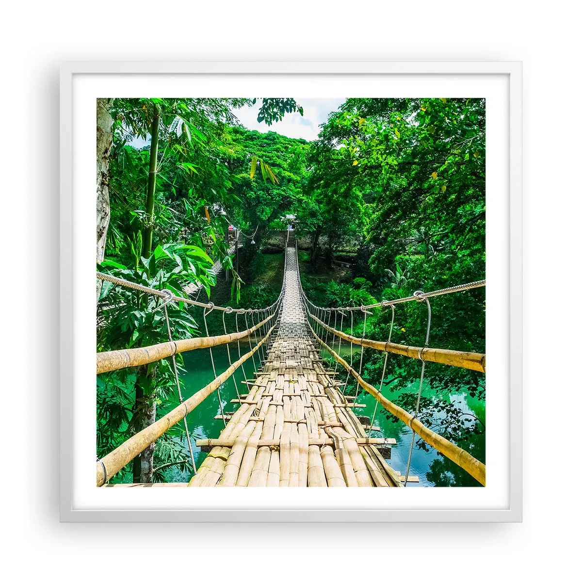 Poster in white frmae - Small Bridge over the Green - 60x60 cm