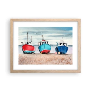 Poster in light oak frame - Ready for Fishing - 40x30 cm