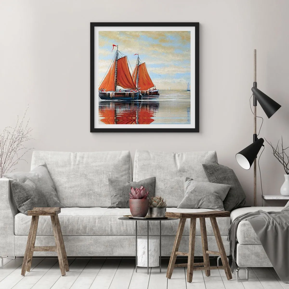 Poster in black frame - Ahoy, Sailor, Sail… - 30x30 cm