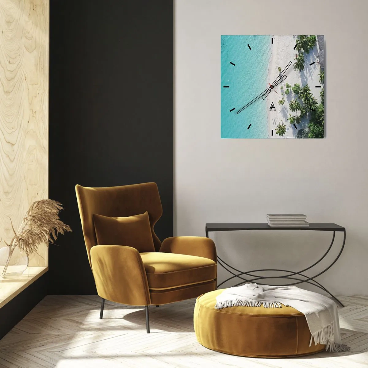 Wall clock - Clock on glass - Holidays in Paradise - 30x30 cm