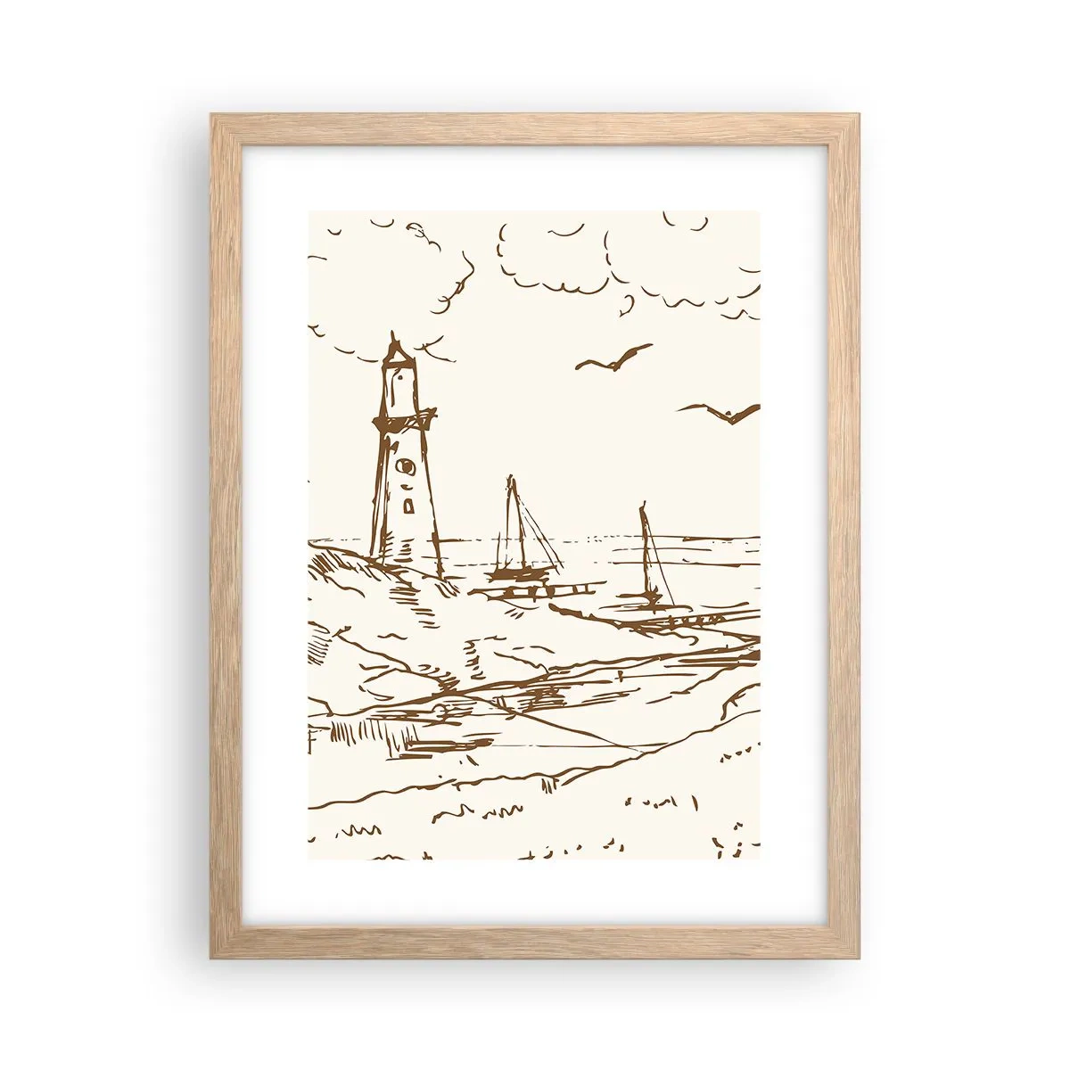 Poster in light oak frame - Outline of a Summer Postcard - 30x40 cm