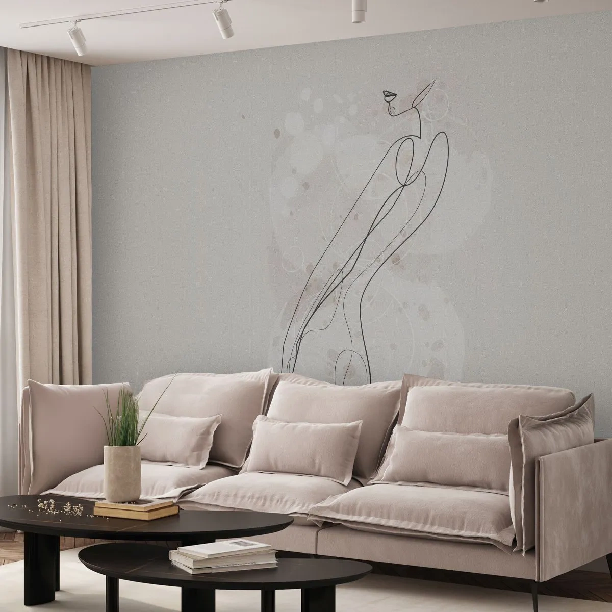 Photo Wallpaper Standard Eco - One Look Will Not Be Enough - Graphics, Lineart, Women - 500x350 cm