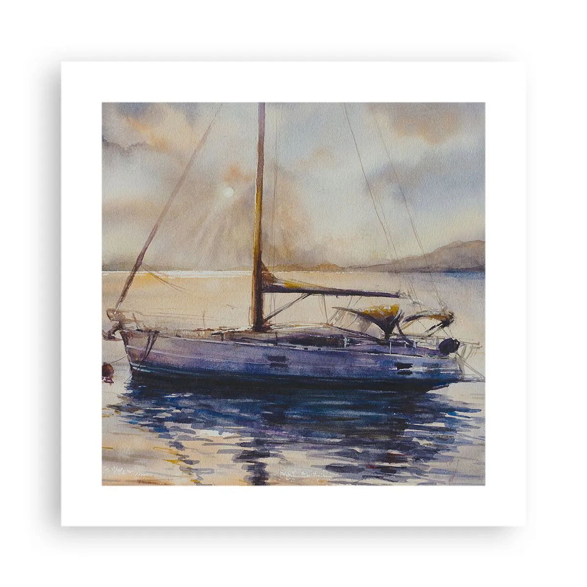 Poster - Evening in Harbour - 40x40 cm