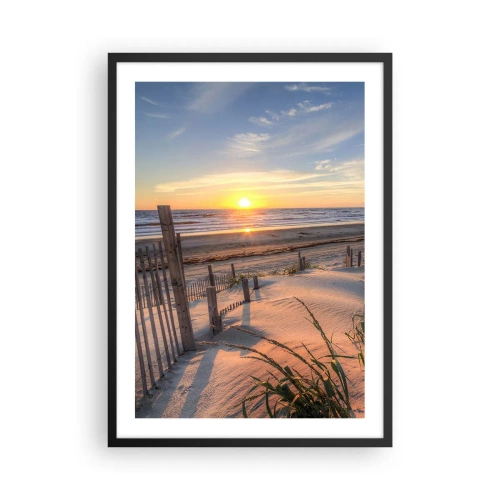 Poster in black frame - The beach lit by the setting sun - 50x70cm - Light and Shade of the Wind - Modern wall decoration for the living room and bedroom ARTTOR
