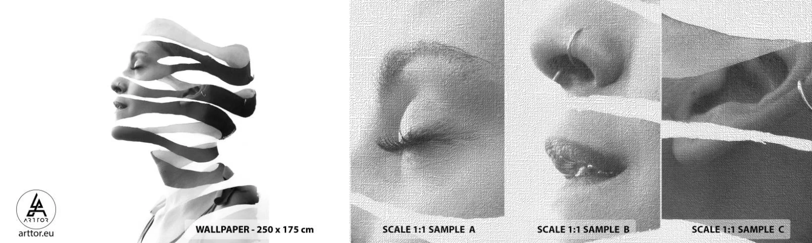 Photo Wallpaper Sample Premium Canvas - Surrealistic Portrait - Abstraction, Piece, Woman - 100x30 cm