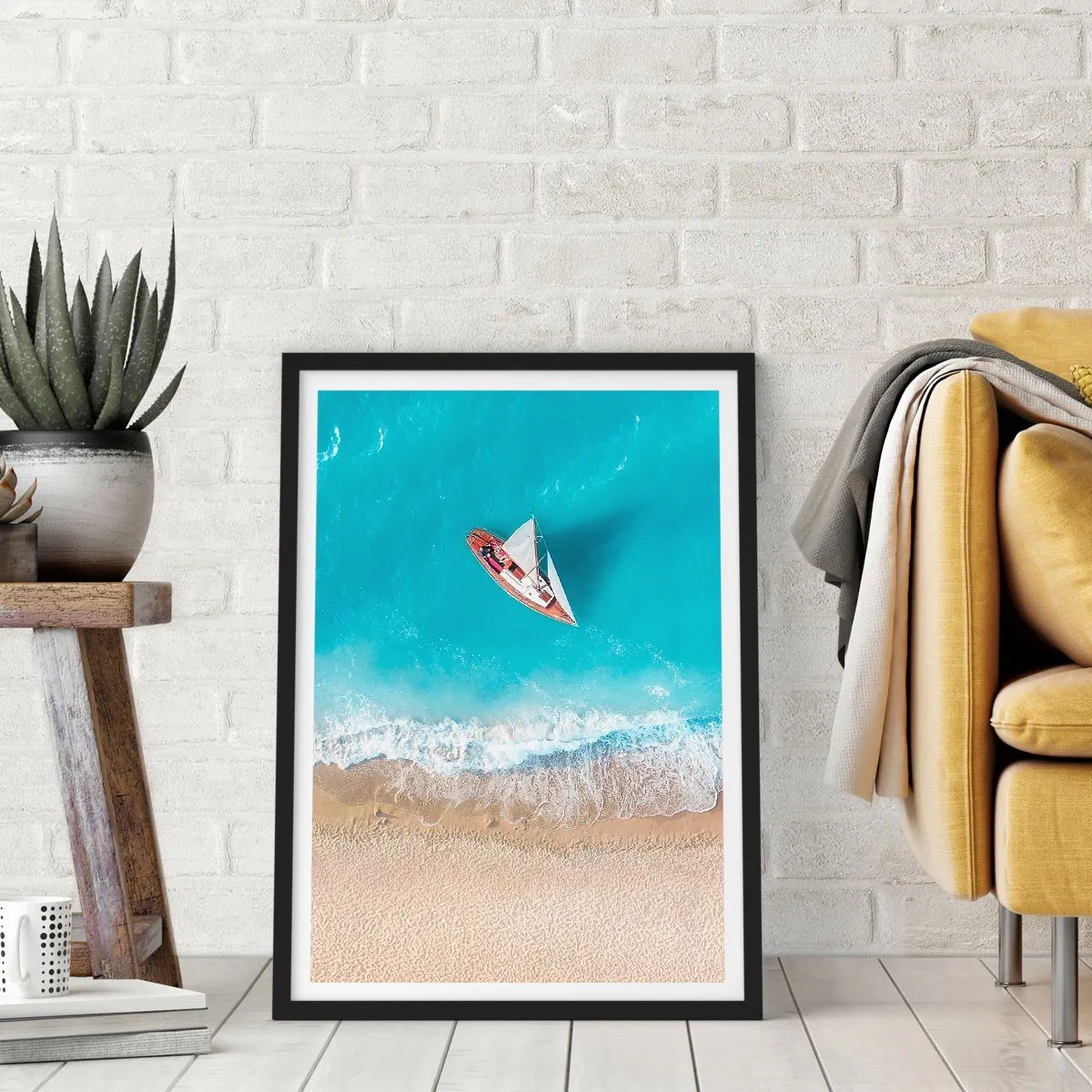 Poster in black frame - On the Border of Blue and Gold - 70x100 cm