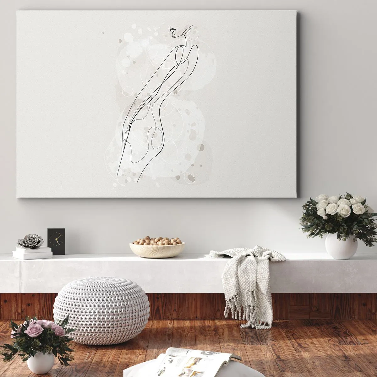Canvas picture - A subtle silhouette sketch in a minimalist style - 70x50cm - One Look Will Not Be Enough - Modern wall decoration for the living room and bedroom ARTTOR
