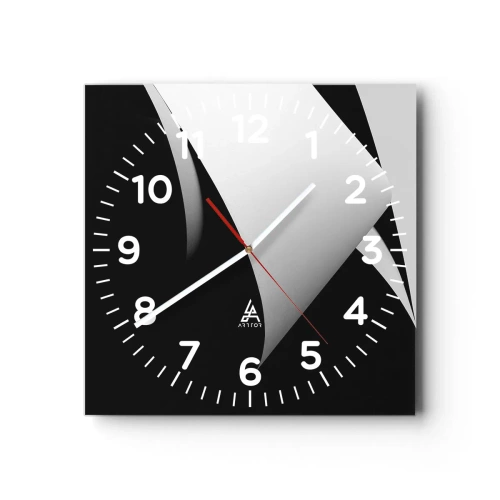 Wall clock - Clock on glass - Planes of Light Emerging from the Shadow - 30x30 cm