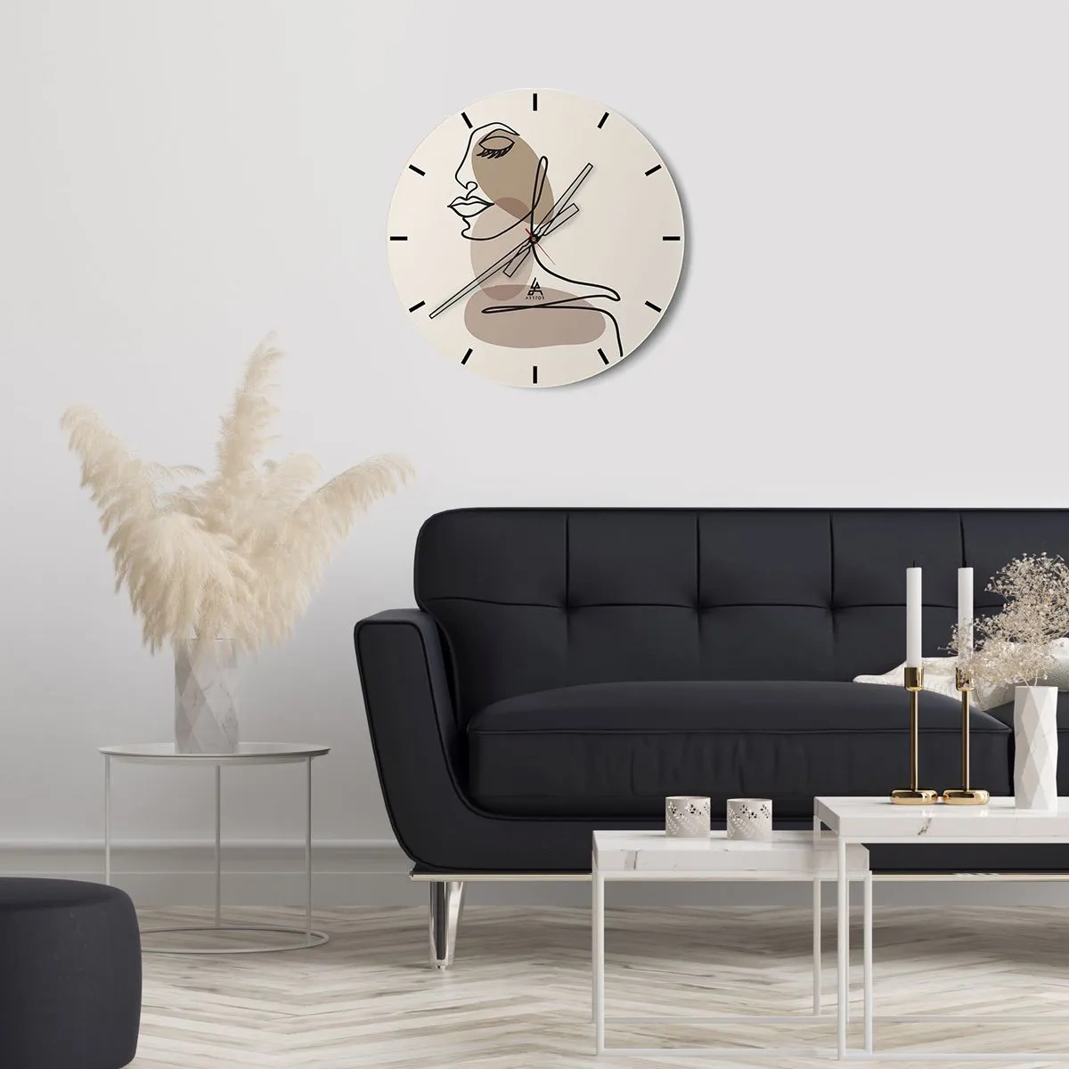 Wall clock - Clock on glass - Certain Line of Beauty - 40x40 cm