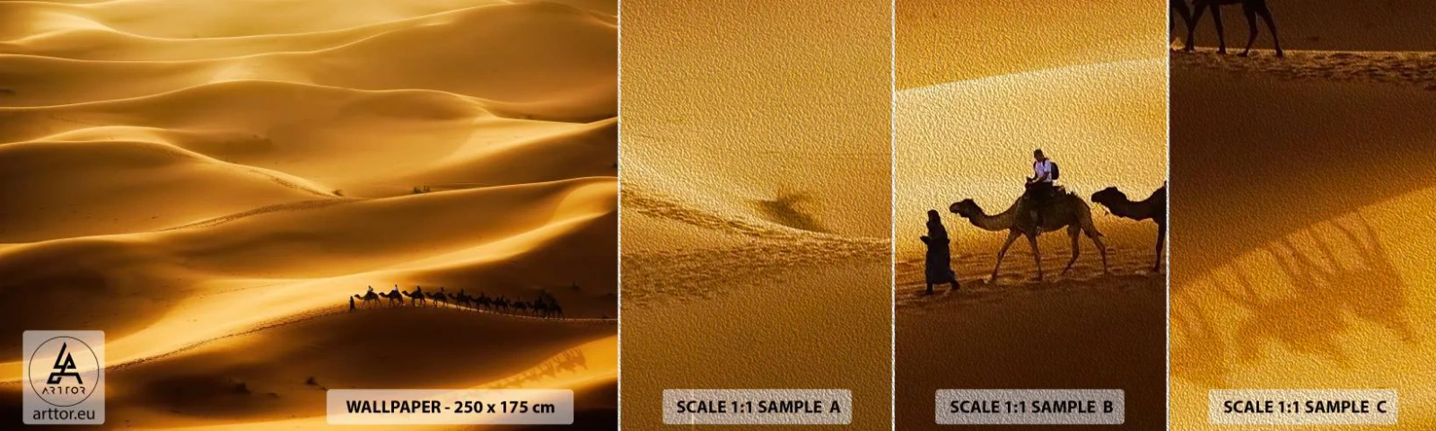Photo Wallpaper Sample Premium Sand - Caravan on the Waves of a Desert - Landscape, Africa, Desert - 100x30 cm