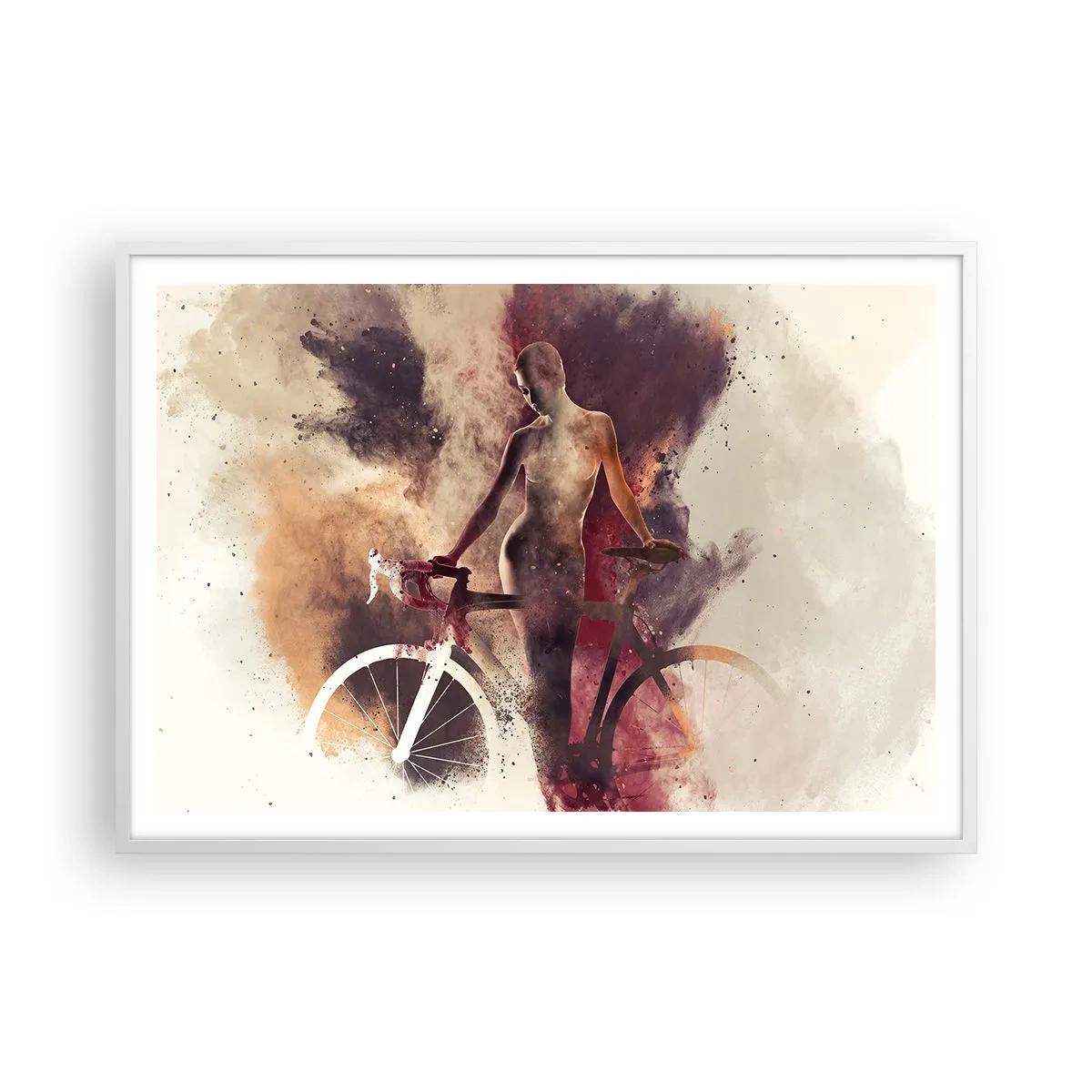 Poster in white frmae - Marble Sculpted Biker's Soul - 100x70 cm