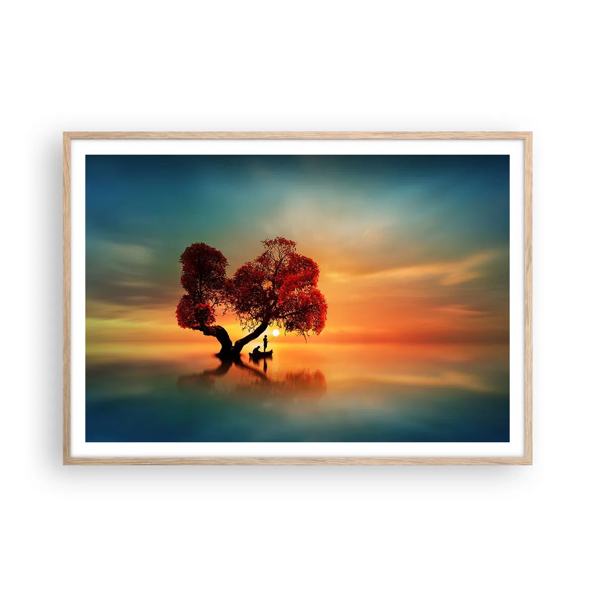 Poster in light oak frame - Far Away and Lost to the World - 100x70 cm