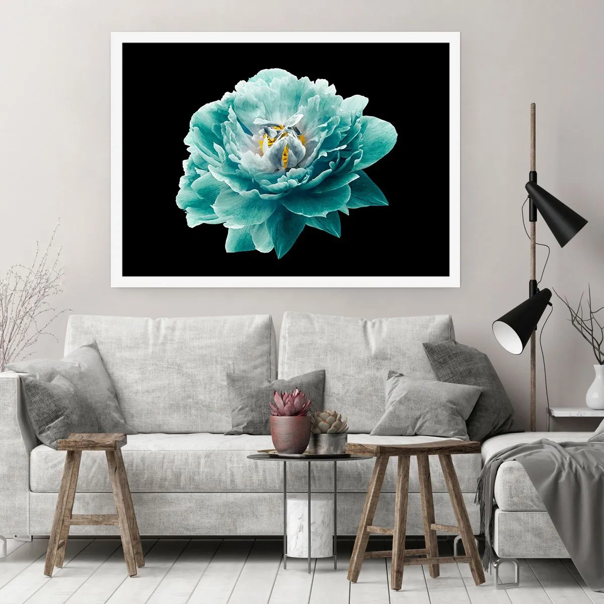 Poster - Blue and Gold Petals - 70x50 cm