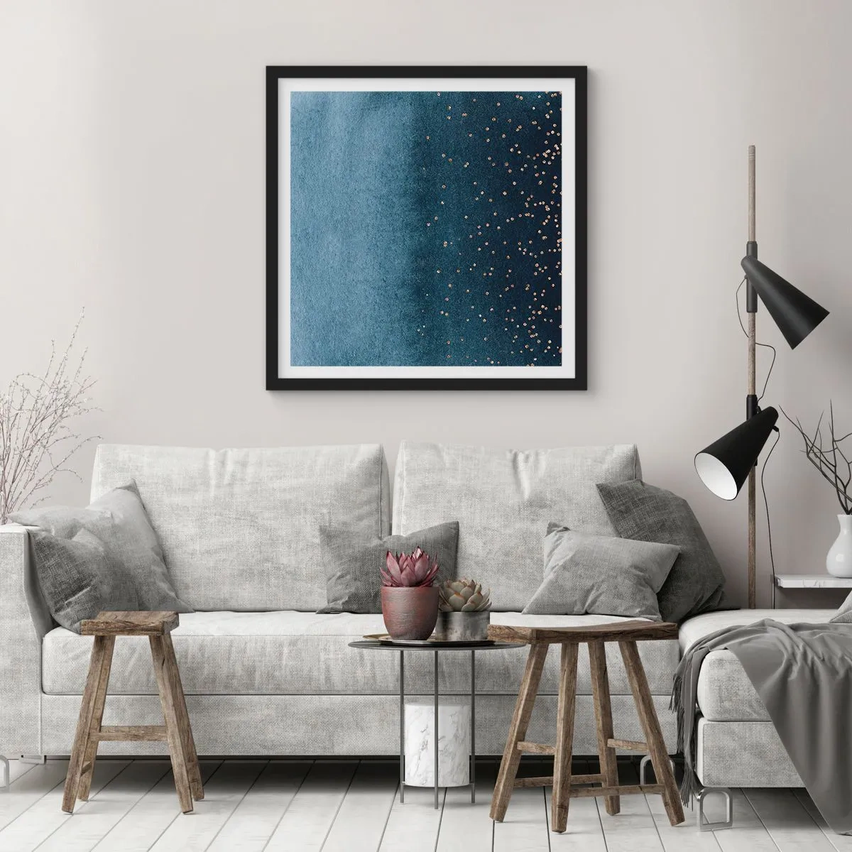 Poster in black frame - Composition - Blue Phases - 50x50 cm