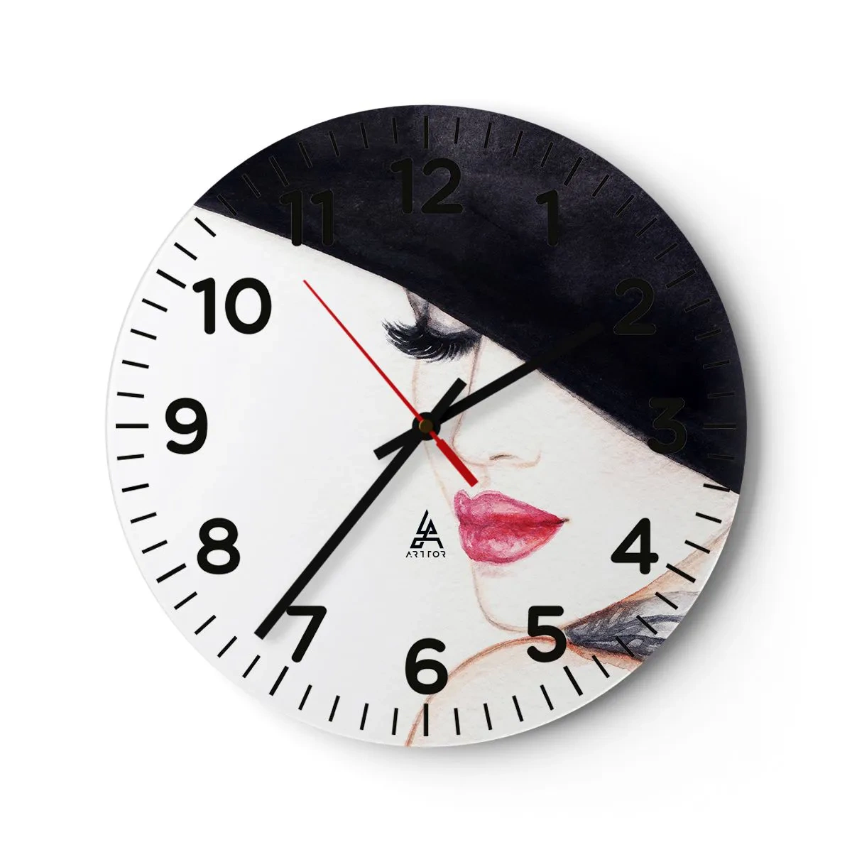 Wall clock - Clock on glass - Elegance and Sensuality - 40x40 cm