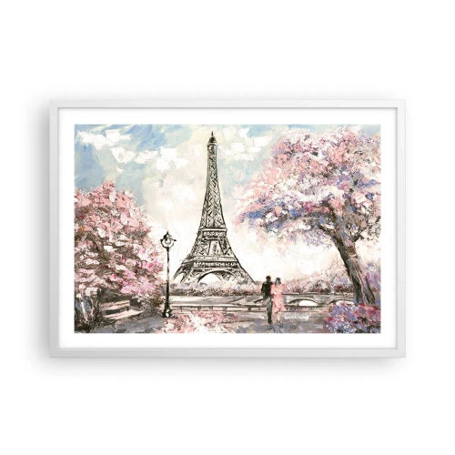 Poster in white frmae - April Walk in Paris - 70x50 cm