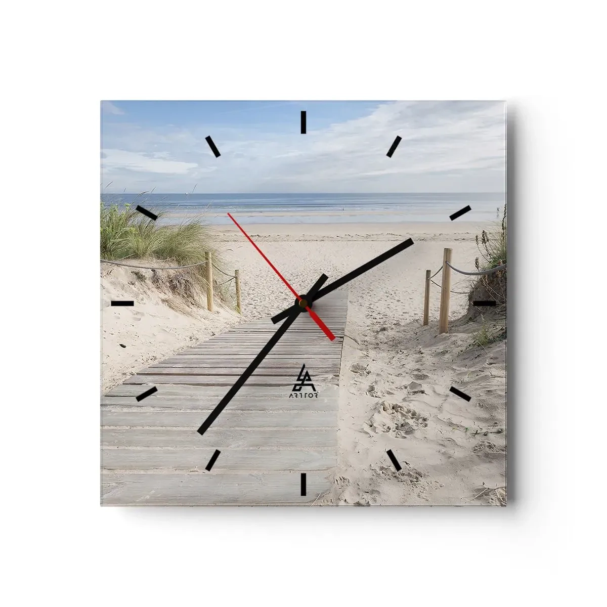 Wall clock - Clock on glass - Until the Horizon - 30x30 cm