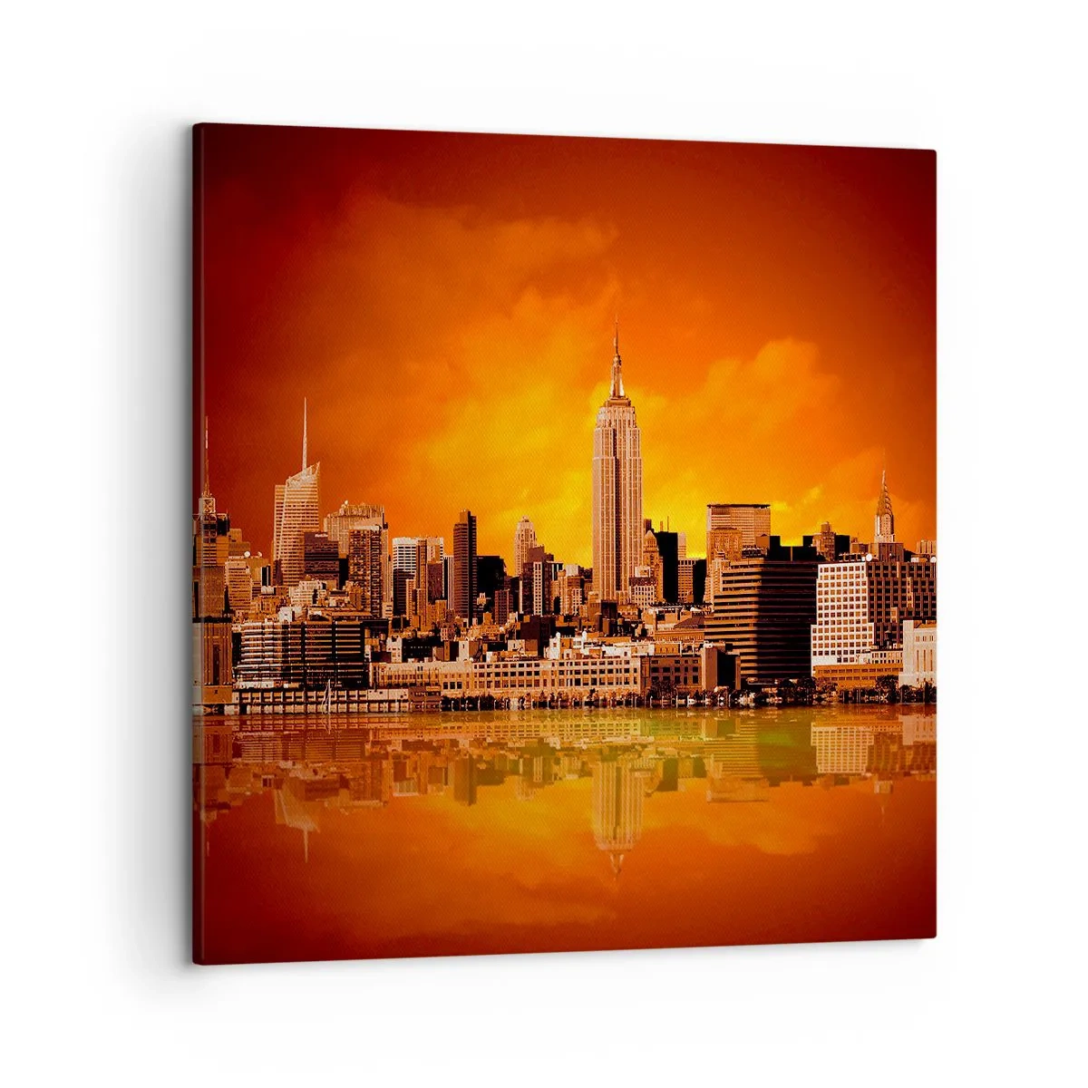 Canvas picture - Big City Panorama in Brown and Yellow - 50x50 cm