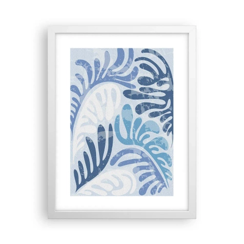 Poster in white frmae - Blue Ferns - 30x40 cm