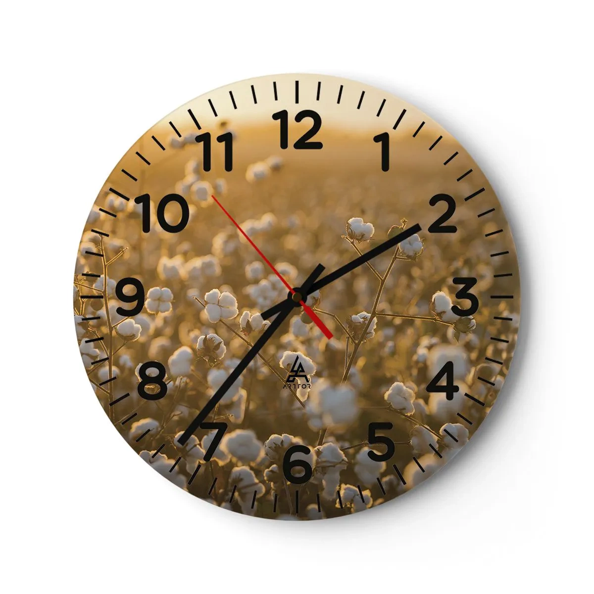 Wall clock - Clock on glass - Fluffy Field - 40x40 cm