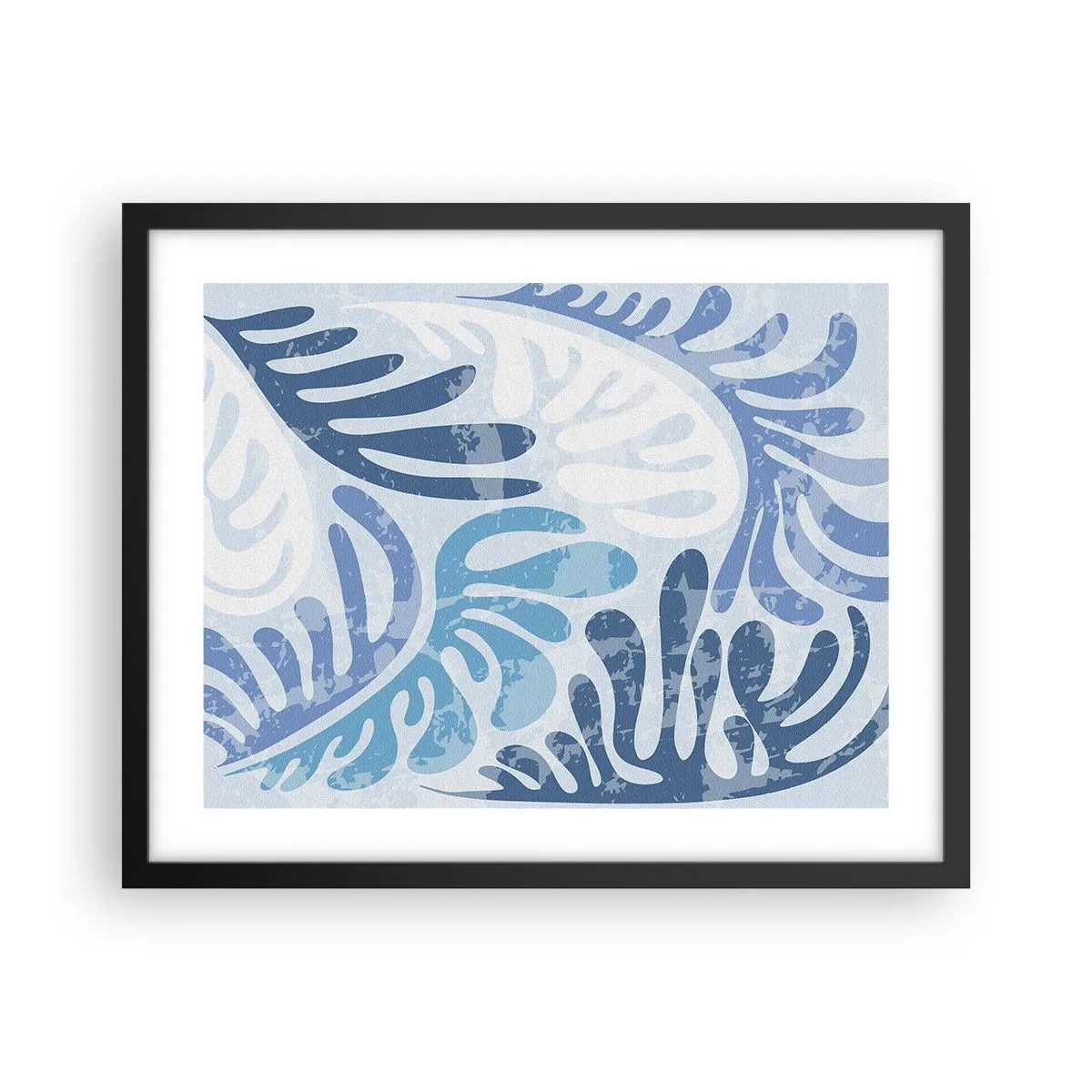 Poster in black frame - Blue Ferns - 50x40 cm