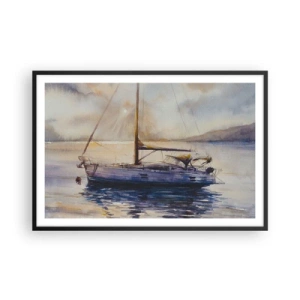 Poster in black frame - Evening in Harbour - 91x61 cm
