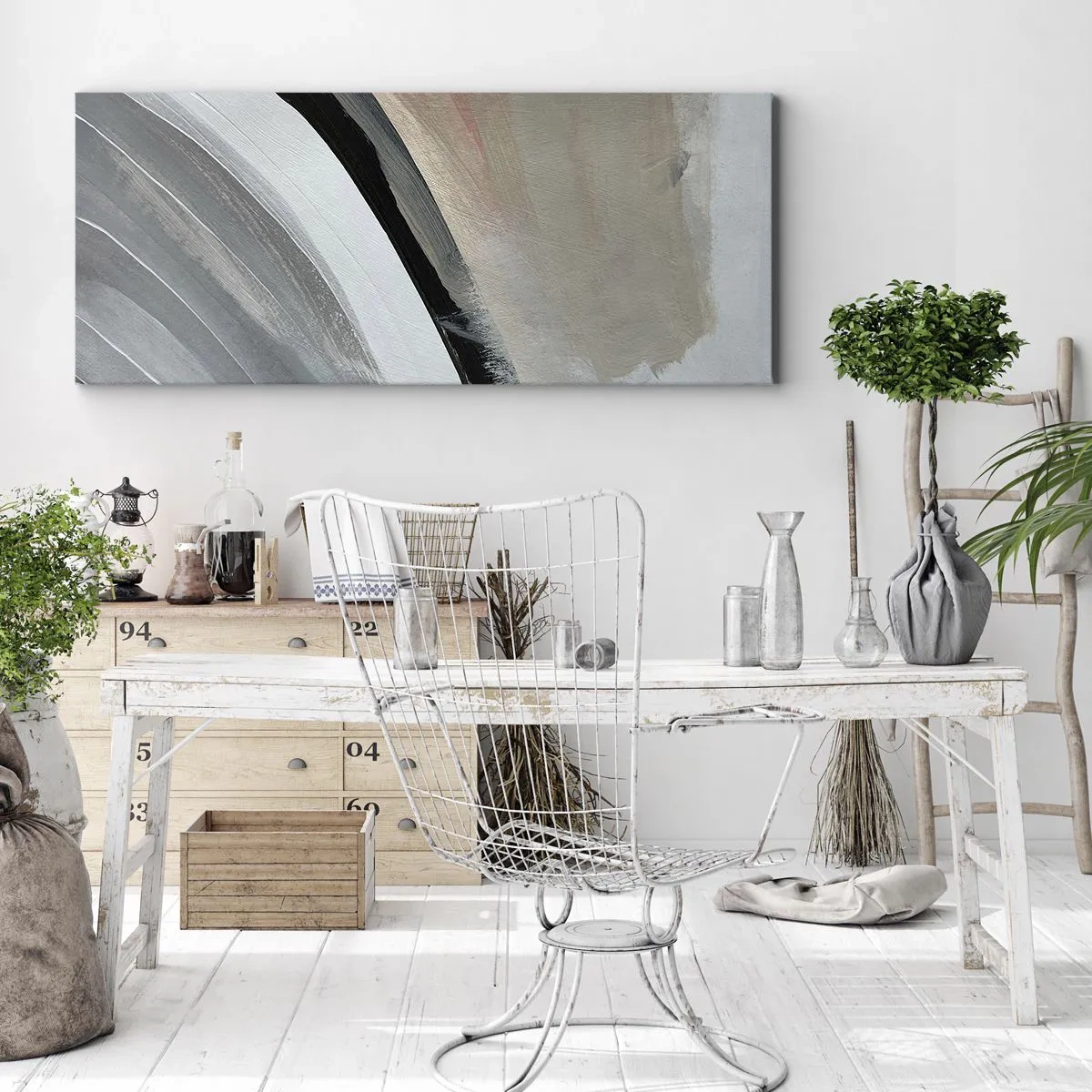 Canvas picture - Composition: Arc of Black and Grey - 90x30 cm