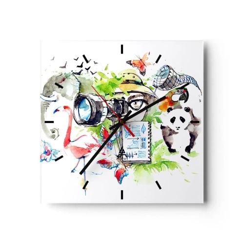 Wall clock - Clock on glass - In Travelller's Lens - 30x30 cm