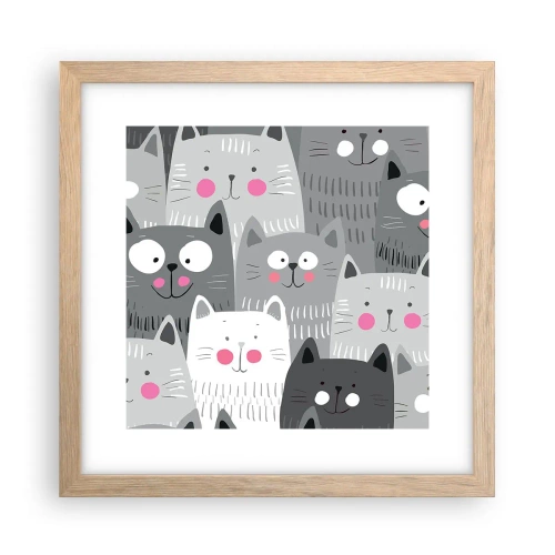Poster in light oak frame - Cat's World - 30x30 cm