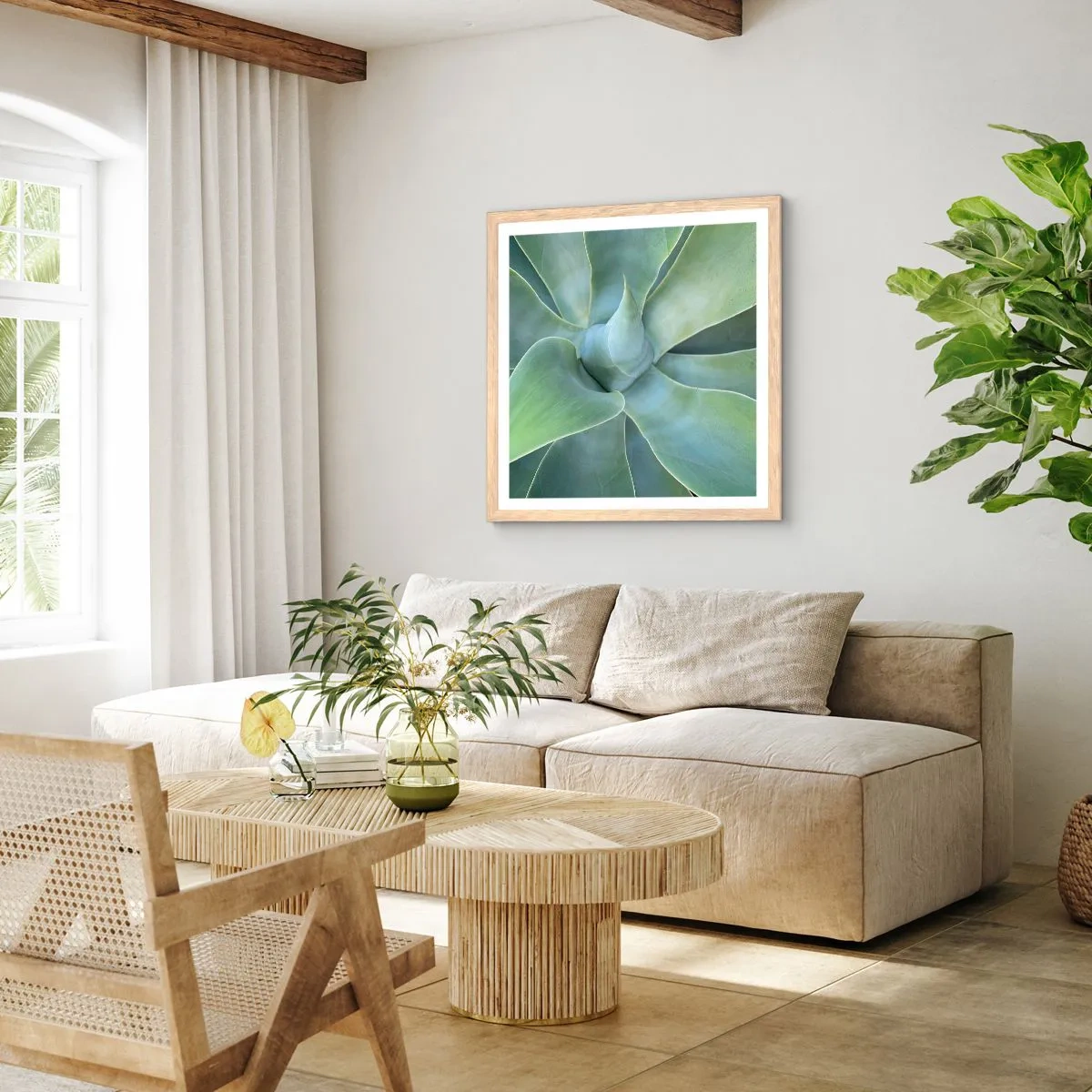 Poster in light oak frame - Birth of Green - 60x60 cm