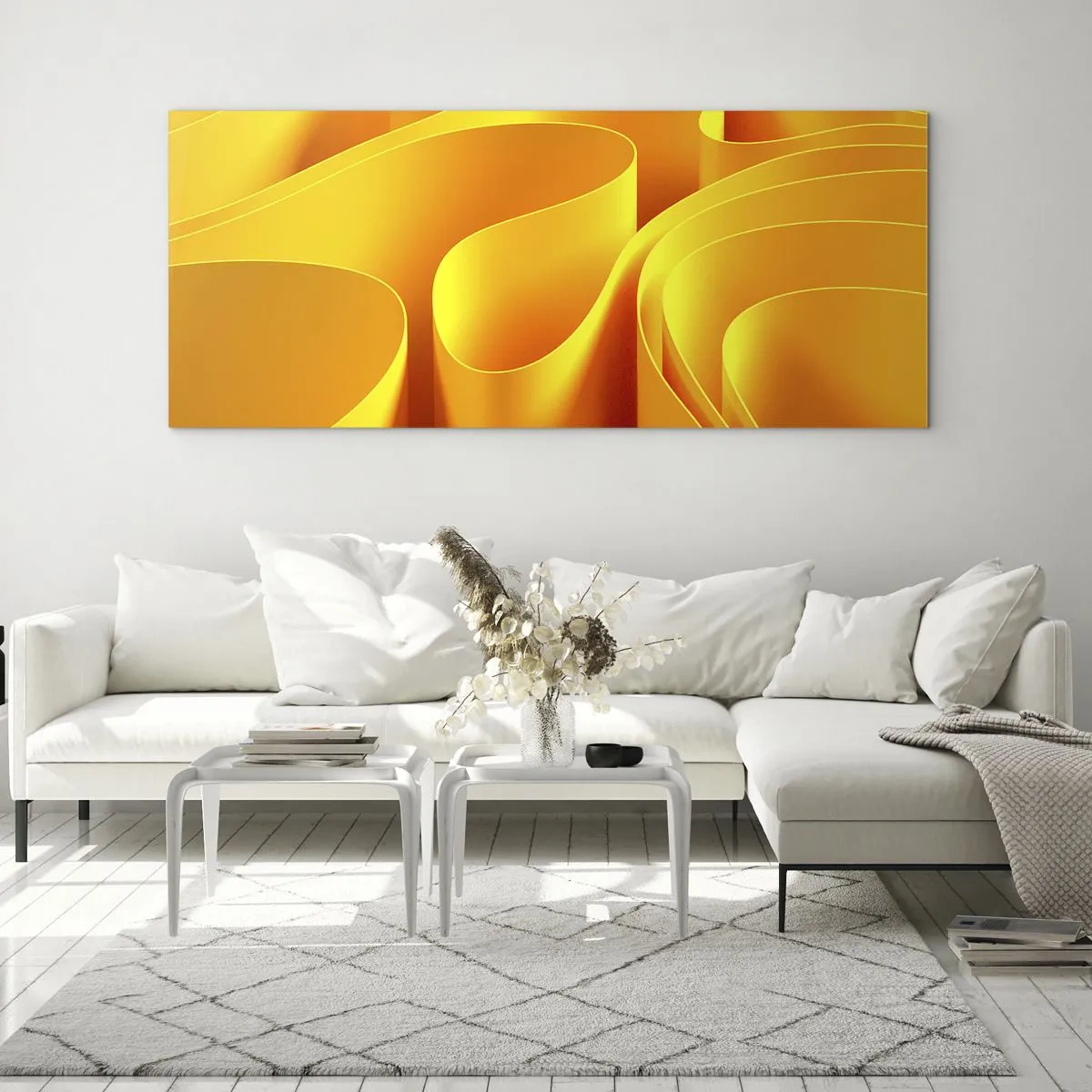 Glass picture - Like Waves of the Sun - 90x30 cm