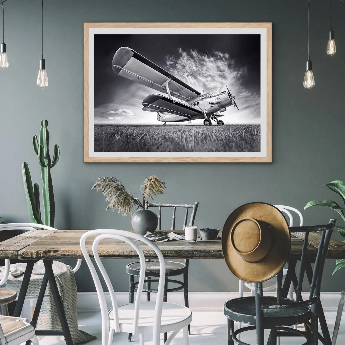 Poster in light oak frame - Winged Pilgrim - 100x70 cm