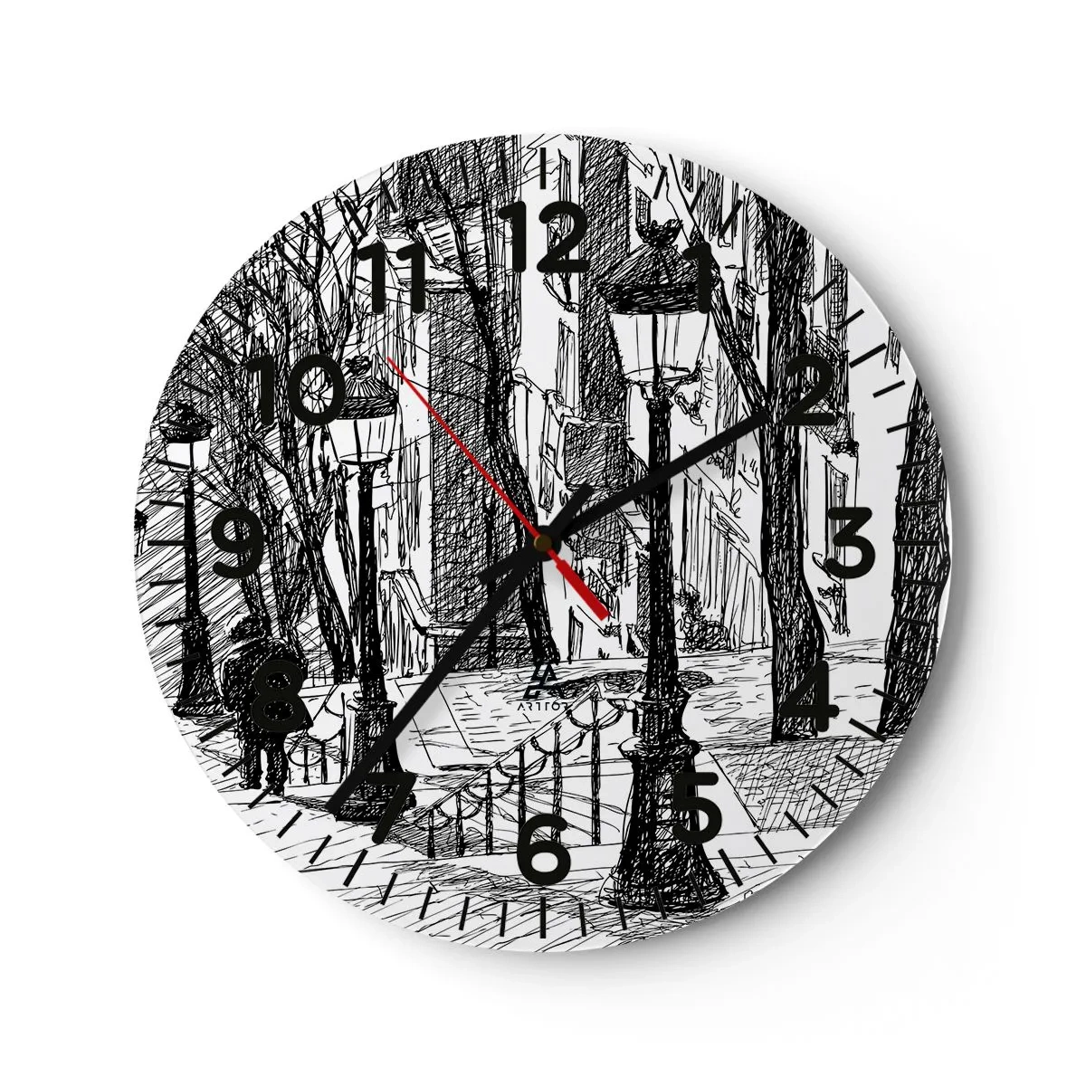 Wall clock - Clock on glass - Love Story or a Thriller? - 30x30 cm