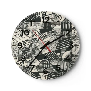Wall clock - Clock on glass - Dynamics of Contemporaneity - 40x40 cm