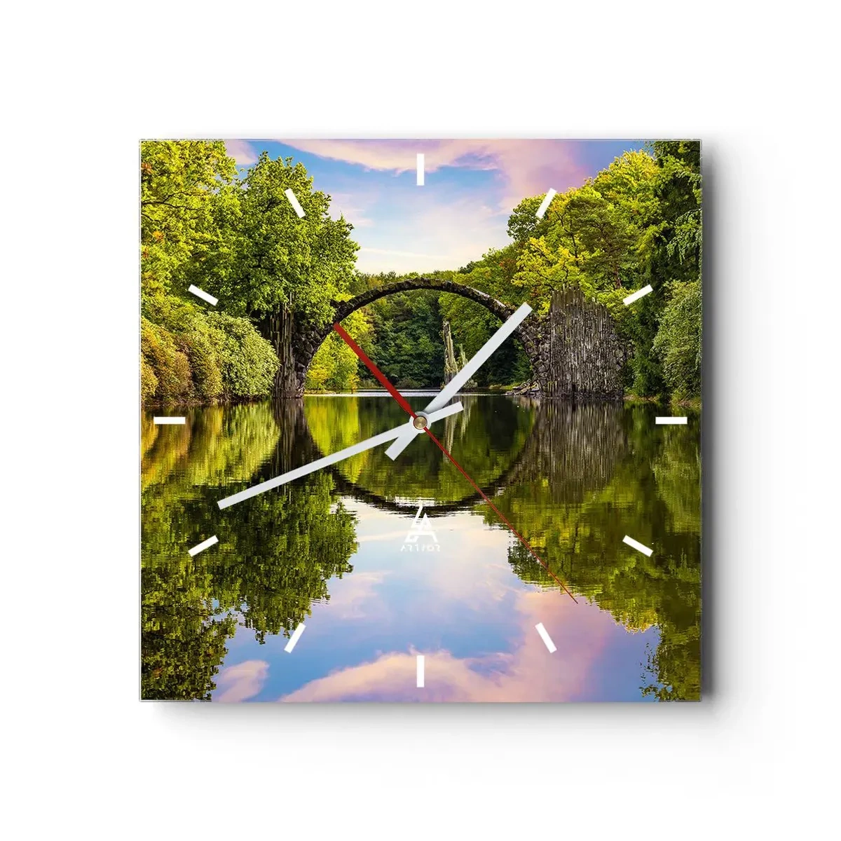 Wall clock - Clock on glass - At the Crossroads of Two Worlds - 40x40 cm